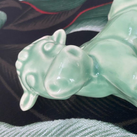 Ceramic Cow Figurine in Glossy Green - Picture 3 of 8